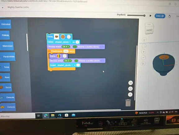 programowanie tworzenia bryły obrotowej w Tinercad