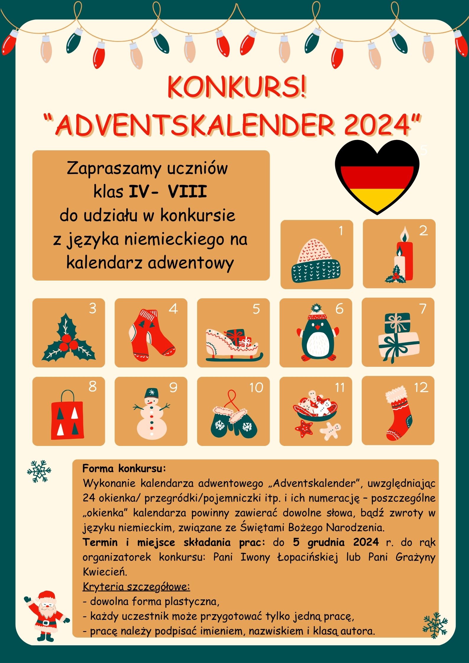 Plakat informujący o Konkursie- Adventskalender 2024