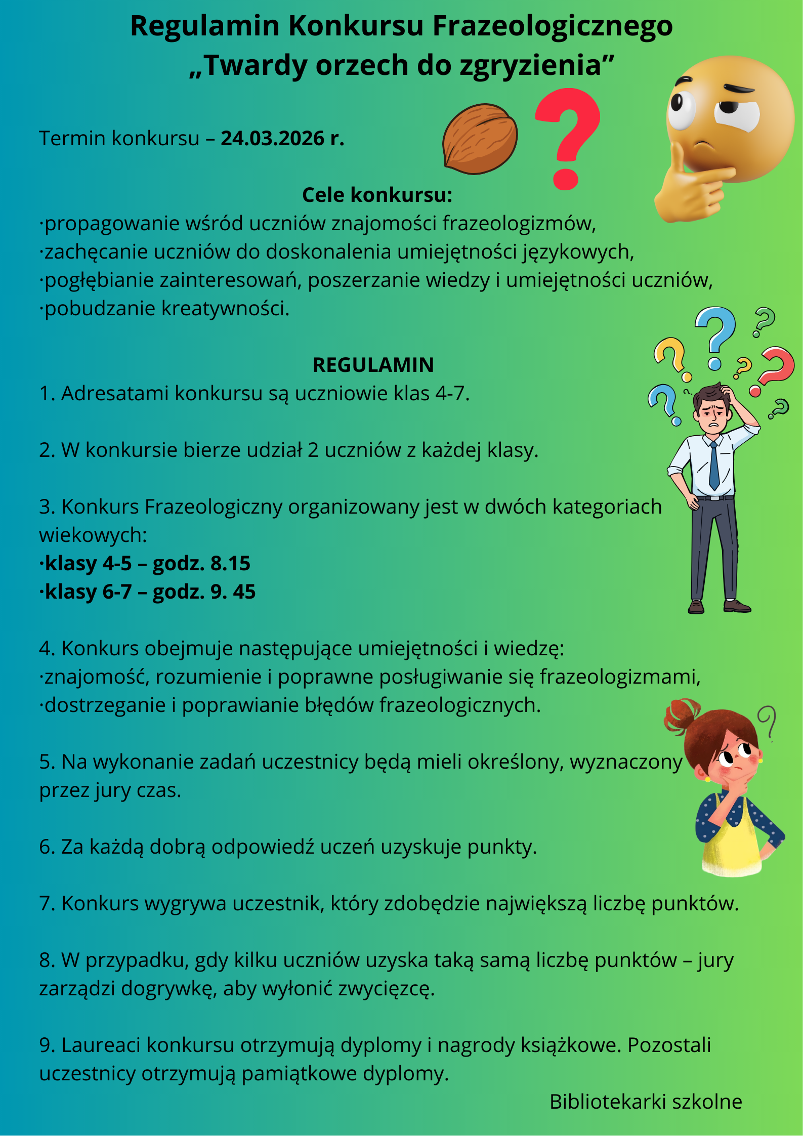 Regulamin Szkolnego Konkursu Frazeologicznego dla kl