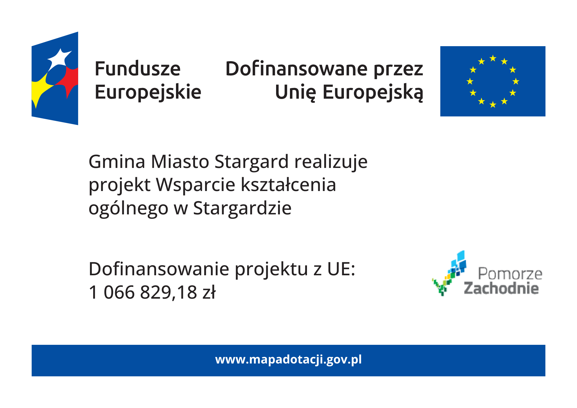 Plakat o projekcie Wsparcie kształcenia ogólnego w Stargardzie